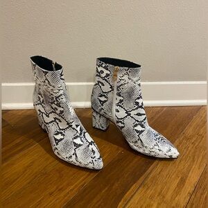 Black and White Snake Skin Booties